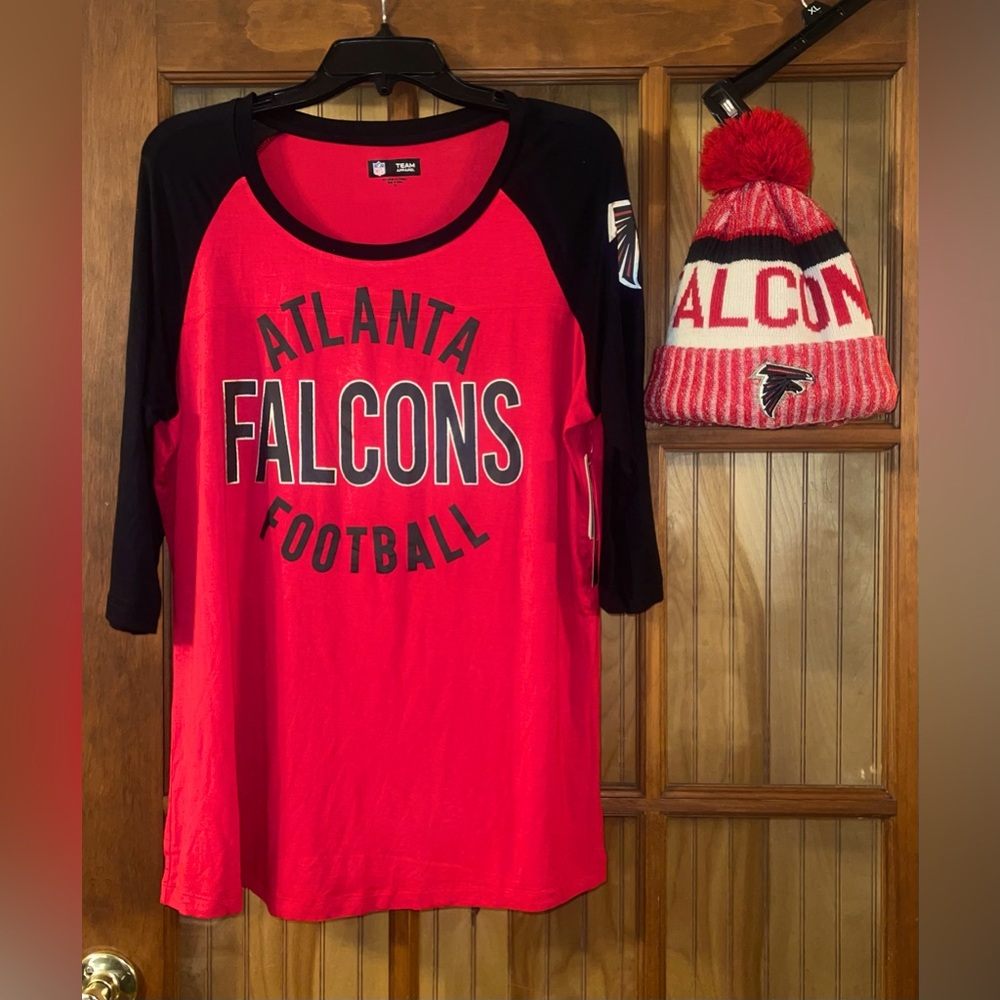 Bundle Atlanta Falcons Red and Black Shirt with Cap